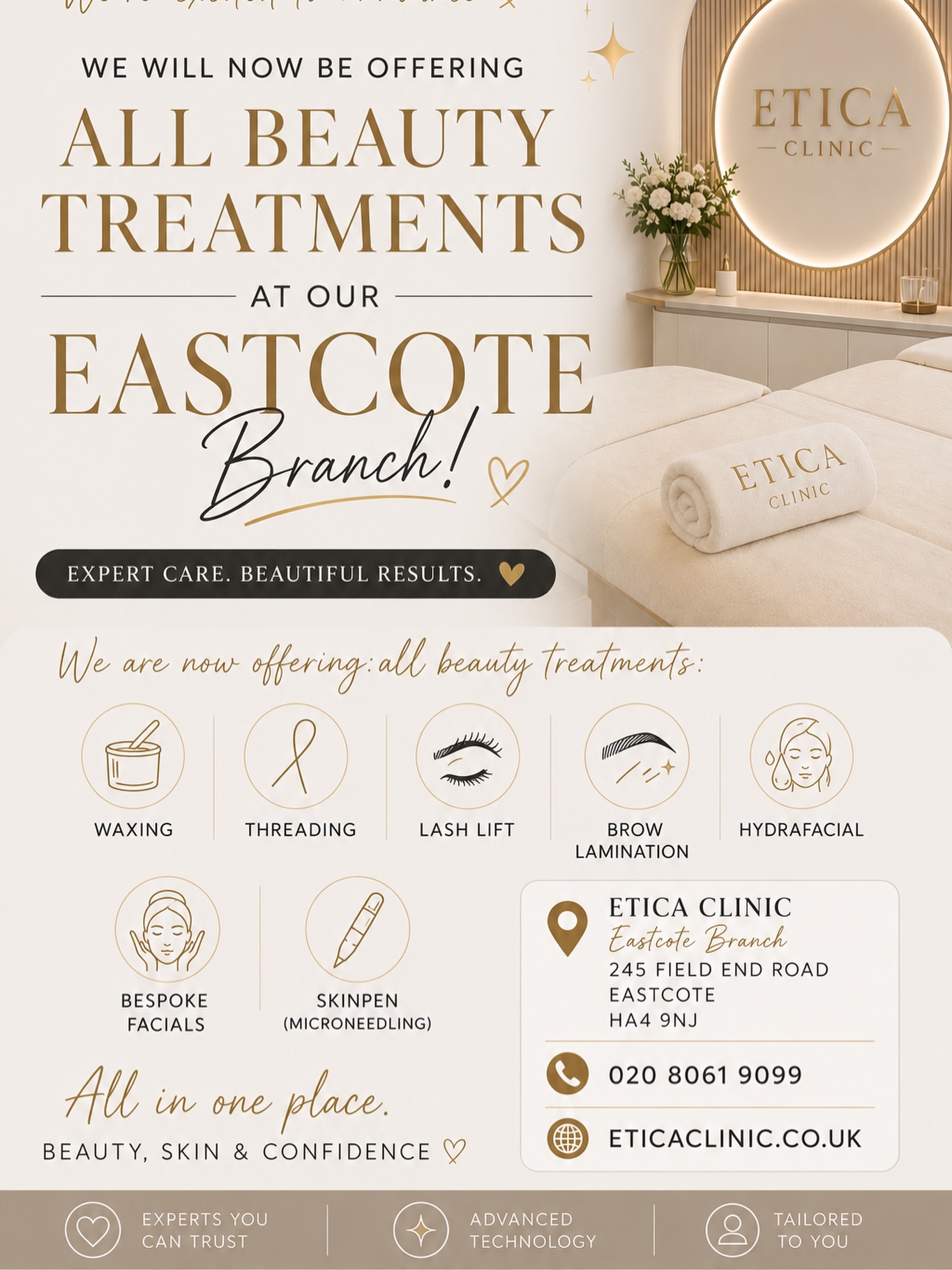 We’re excited to announce that our Eastcote branch now offers ✨
HydraFacial • SkinPen Microneedling • Waxing • Threading • Brow Lamination • Lash Lift • Eyelash Tint • Eyebrow Tint & more 🤍
Our Northwood branch will continue to offer all laser treatments, as well as advanced skin and laser facial treatments including Morpheus8, Lumecca, Forma (skin tightening), LaseMD Ultra, skin rejuvenation, skin resurfacing lasers, and all chemical peels.
#HydraFacial #SkinPen #Microneedling #LaserHairRemoval #Morpheus8 Lumecca Forma SkinTightening SkinRejuvenation ChemicalPeels LaserFacial BeautyClinic AestheticClinic Eastcote Northwood GlowingSkin SkinCare Waxing BrowLamination LashLift